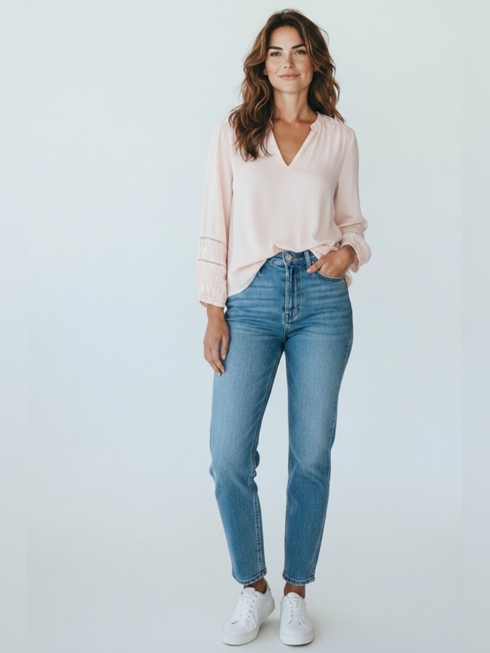 NWT Rachel Zoe Split Neck Linen Blend Eyelet Blouse Pink Size XL